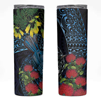 New Zealand Tui Bird Skinny Tumbler Maori Koru Mix Pohutukawa