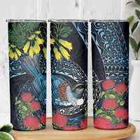 New Zealand Tui Bird Skinny Tumbler Maori Koru Mix Pohutukawa