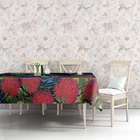 New Zealand Tui Bird Tablecloth Maori Koru Mix Pohutukawa
