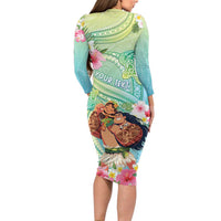 Personalised Hawaii Father's Day Family Matching Long Sleeve Bodycon Dress and Hawaiian Shirt Happy Father And Child