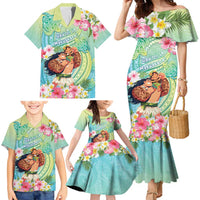 Personalised Hawaii Father's Day Family Matching Mermaid Dress and Hawaiian Shirt Happy Father And Child