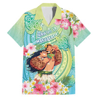 Personalised Hawaii Father's Day Family Matching Mermaid Dress and Hawaiian Shirt Happy Father And Child
