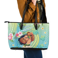 Hawaii Father's Day Leather Tote Bag Happy Father And Child