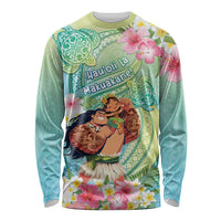 Personalised Hawaii Father's Day Long Sleeve Shirt Happy Father And Child DT04 Unisex Green - Polynesian Pride