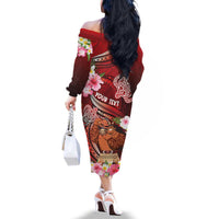 Personalised New Zealand Father's Day Family Matching Off The Shoulder Long Sleeve Dress and Hawaiian Shirt Happy Father And Child