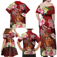 Personalised New Zealand Father's Day Family Matching Off Shoulder Maxi Dress and Hawaiian Shirt Happy Father And Child