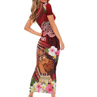 Personalised New Zealand Father's Day Family Matching Short Sleeve Bodycon Dress and Hawaiian Shirt Happy Father And Child