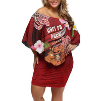 Personalised New Zealand Father's Day Off Shoulder Short Dress Happy Father And Child