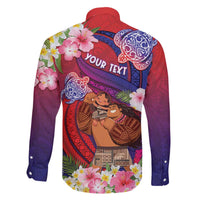 Personalised Samoa Father's Day Family Matching Off The Shoulder Long Sleeve Dress and Hawaiian Shirt Happy Father And Child