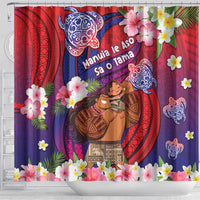 Samoa Father's Day Shower Curtain Happy Father And Child