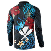 Hawaii Butterfly Button Sweatshirt Kanaka Maoli Mix Hibiscus
