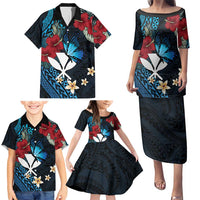 Hawaii Butterfly Family Matching Puletasi and Hawaiian Shirt Kanaka Maoli Mix Hibiscus