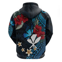 Hawaii Butterfly Zip Hoodie Kanaka Maoli Mix Hibiscus