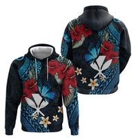 Hawaii Butterfly Zip Hoodie Kanaka Maoli Mix Hibiscus