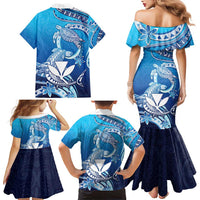 Hawaii Family Matching Mermaid Dress and Hawaiian Shirt Turtle With Hammerhead Shark Oceanic