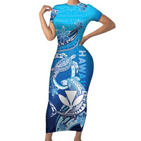 Hawaii Family Matching Short Sleeve Bodycon Dress and Hawaiian Shirt Turtle With Hammerhead Shark Oceanic