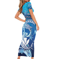 Hawaii Family Matching Short Sleeve Bodycon Dress and Hawaiian Shirt Turtle With Hammerhead Shark Oceanic
