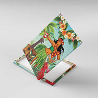 Hawaii Lei Day Canvas Wall Art Hula Girl With Tropical Forest