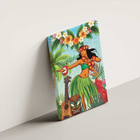 Hawaii Lei Day Canvas Wall Art Hula Girl With Tropical Forest