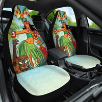 Hawaii Lei Day Car Seat Cover Hula Girl With Tropical Forest DT04 One Size Blue - Polynesian Pride