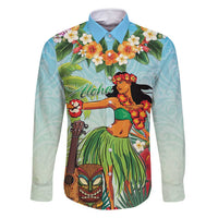 Hawaii Lei Day Family Matching Tank Maxi Dress and Hawaiian Shirt Hula Girl With Tropical Forest