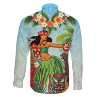 Hawaii Lei Day Family Matching Tank Maxi Dress and Hawaiian Shirt Hula Girl With Tropical Forest