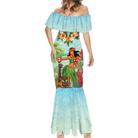 Hawaii Lei Day Mermaid Dress Hula Girl With Tropical Forest