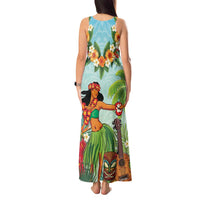 Hawaii Lei Day Tank Maxi Dress Hula Girl With Tropical Forest DT04 - Polynesian Pride