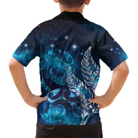 New Zealand Matariki Family Matching Off Shoulder Maxi Dress and Hawaiian Shirt Maori Koru Mix Silver Fern