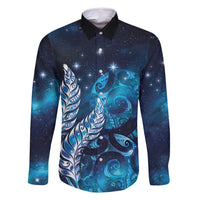 New Zealand Matariki Family Matching Off Shoulder Maxi Dress and Hawaiian Shirt Maori Koru Mix Silver Fern