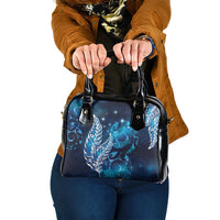 New Zealand Matariki Shoulder Handbag Maori Koru Mix Silver Fern