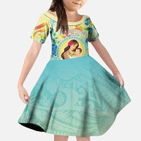 Personalised Hawaii Mother's Day Family Matching Short Sleeve Bodycon Dress and Hawaiian Shirt I Love You Mom