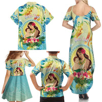 Personalised Hawaii Mother's Day Family Matching Summer Maxi Dress and Hawaiian Shirt I Love You Mom