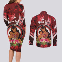 Personalised New Zealand Mother's Day Couples Matching Long Sleeve Bodycon Dress and Long Sleeve Button Shirt I Love You Mom