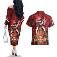 Personalised New Zealand Mother's Day Couples Matching Off The Shoulder Long Sleeve Dress and Hawaiian Shirt I Love You Mom