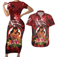 Personalised New Zealand Mother's Day Couples Matching Short Sleeve Bodycon Dress and Hawaiian Shirt I Love You Mom