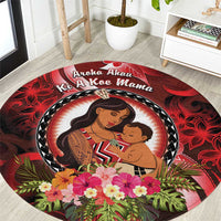 New Zealand Mother's Day Round Carpet I Love You Mom DT04 Red - Polynesian Pride