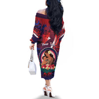 Personalised Samoa Mother's Day Family Matching Off The Shoulder Long Sleeve Dress and Hawaiian Shirt I Love You Mom