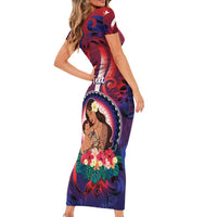 Personalised Samoa Mother's Day Family Matching Short Sleeve Bodycon Dress and Hawaiian Shirt I Love You Mom