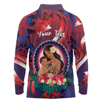 Personalised Samoa Mother's Day Long Sleeve Polo Shirt I Love You Mom DT04 - Polynesian Pride