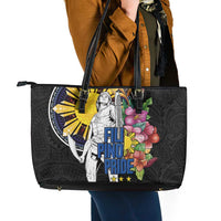 Filipinos Lapu-Lapu Hero Philippines Leather Tote Bag Hibiscus Flowers Style