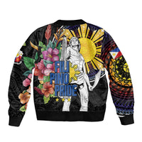 Filipinos Lapu-Lapu Hero Philippines Sleeve Zip Bomber Jacket Hibiscus Flowers Style