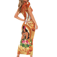 Personalised Tonga Mother's Day Short Sleeve Bodycon Dress I Love You Mom