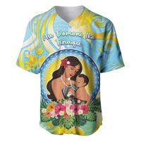 Personalised Fiji Mother's Day Baseball Jersey I Love You Mom DT04 Blue - Polynesian Pride