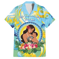 Personalised Fiji Mother's Day Family Matching Off The Shoulder Long Sleeve Dress and Hawaiian Shirt I Love You Mom