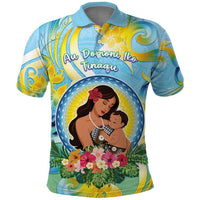 Personalised Fiji Mother's Day Polo Shirt I Love You Mom DT04 Blue - Polynesian Pride
