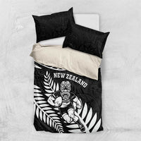 New Zealand Rugby Bedding Set Silver Fern Maori Pattern