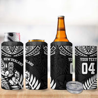 Custom New Zealand Rugby 4 in 1 Can Cooler Tumbler Silver Fern Maori Pattern