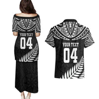 Custom New Zealand Rugby Couples Matching Puletasi and Hawaiian Shirt Silver Fern Maori Pattern