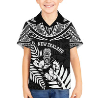 Custom New Zealand Rugby Family Matching Puletasi and Hawaiian Shirt Silver Fern Maori Pattern